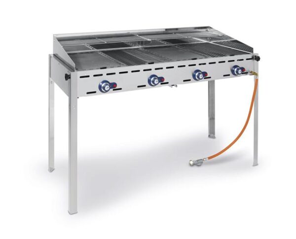 4-horákový plynový gril Green Fire Profi Line, HENDI, Profi Line, podstavec s poličkou na kolieskach, Svetlošedá, 22kW, 1400x612x(H)825mm - Image 2