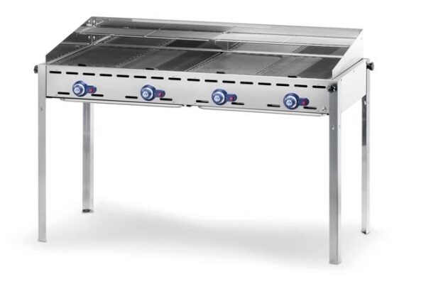 4-horákový plynový gril Green Fire Profi Line, HENDI, Profi Line, podstavec s poličkou na kolieskach, Svetlošedá, 22kW, 1400x612x(H)825mm - Image 3