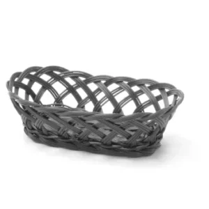 Košík pletený, HENDI, oválny, Čierna, 225x130x(H)55mm