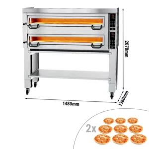 Elektrická pec na pizzu Výkon - 9+9x 34cm - Digitálna - vrátane digestora a základného rámu