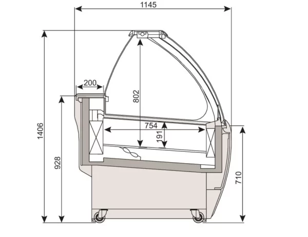 Zmrzlinový pult LEO - 1640 mm - cirkulujúci vzduch - pre 16x 5 litrové nádoby na zmrzlinu - biely - Image 4