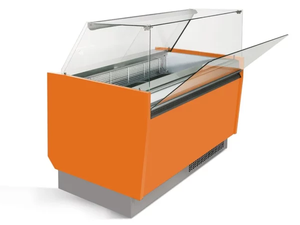 Zmrzlinový pult LIAM - 1560mm - statický - pre 13+13x 5 litrové nádoby na zmrzlinu - oranžový - Image 4
