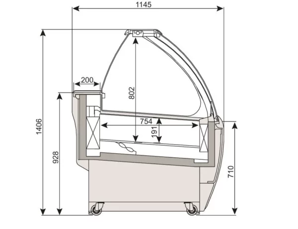 Zmrzlinový pult LEO - 1330 mm - cirkulujúci vzduch - pre 10x 5 litrové nádoby na zmrzlinu - biely - Image 5