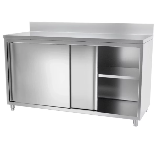 Nerezová pracovná skriňa PREMIUM - 1000x800mm - s posuvnými dverami a podstavcom - Image 3