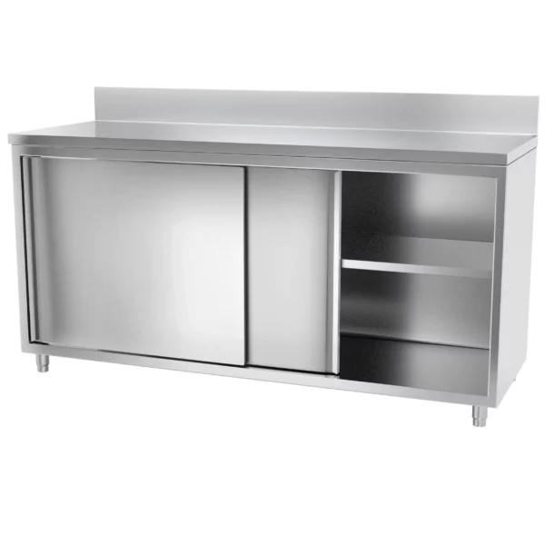 Nerezová pracovná skriňa PREMIUM - 2000x800mm - s posuvnými dverami a podstavcom - Image 3