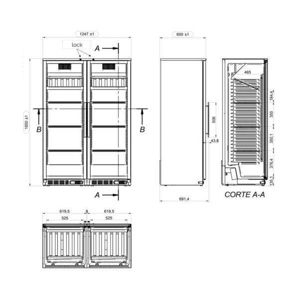 Chladnička na víno - 2 klimatické zóny - 800 litrov - max.144 fliaš - Image 3