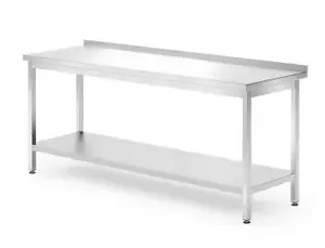 Nástenný stôl s policou – montovaný, hĺbka 700 mm, HENDI, Kitchen Line, 1800x700x(H)850mm