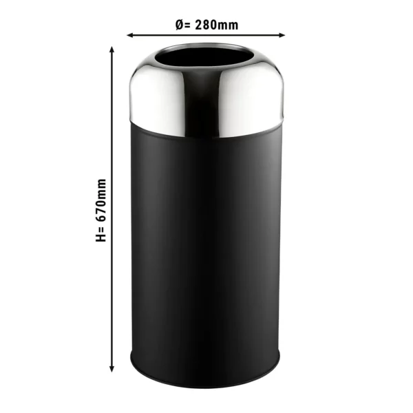 Odpadkový kôš na vnútorné aj vonkajšie použitie - 40 litrov - čierny/chróm - Image 2