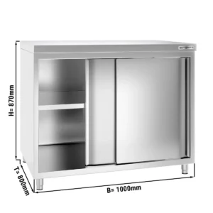Nerezová pracovná skriňa PREMIUM - 1000x800mm - s posuvnými dverami bez podstavca