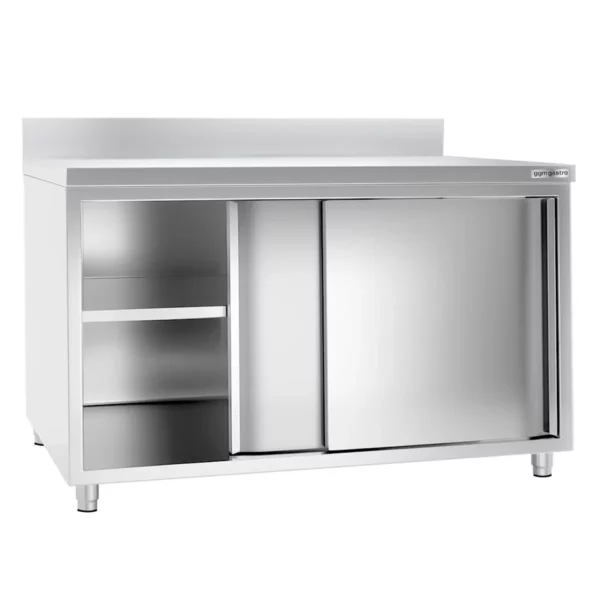 Nerezová pracovná skriňa PREMIUM - 1000x800mm - s posuvnými dverami a podstavcom - Image 6