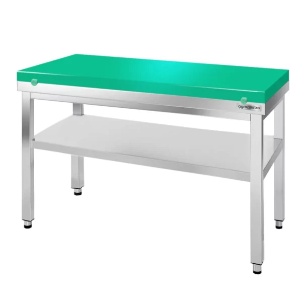 Pracovný stôl PREMIUM nerezová oceľ - 1200x800 mm - spodná doska bez podložky vr. rezná doska - Image 4