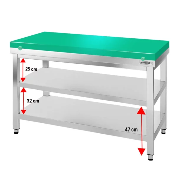 Pracovný stôl PREMIUM z nerezovej ocele - 1400x800mm - s podložkou bez protisklzu vr. rezná doska - Image 5