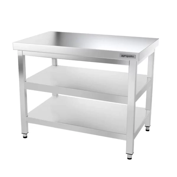Nerezový pracovný stôl PREMIUM - 1400x600mm - so základnou policou a medzipoličkou - Image 4