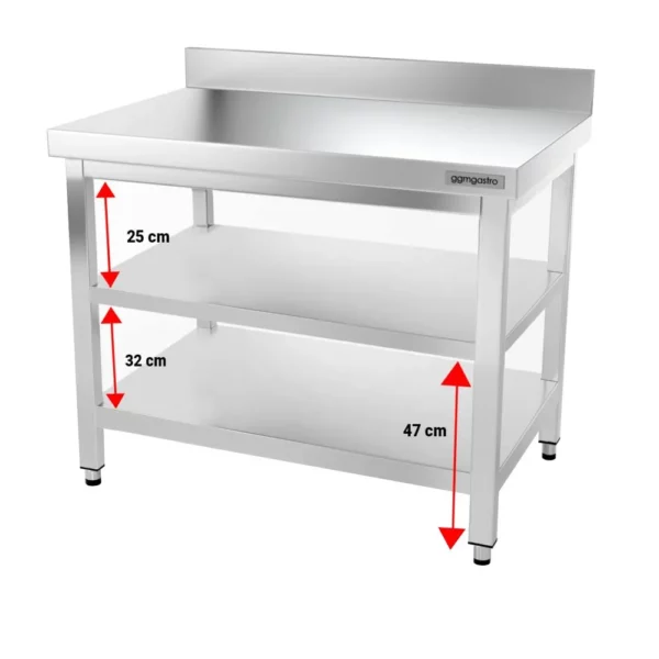 Nerezový pracovný stôl PREMIUM - 1200x700mm - s podnožou, podperou a výstuhou - Image 9