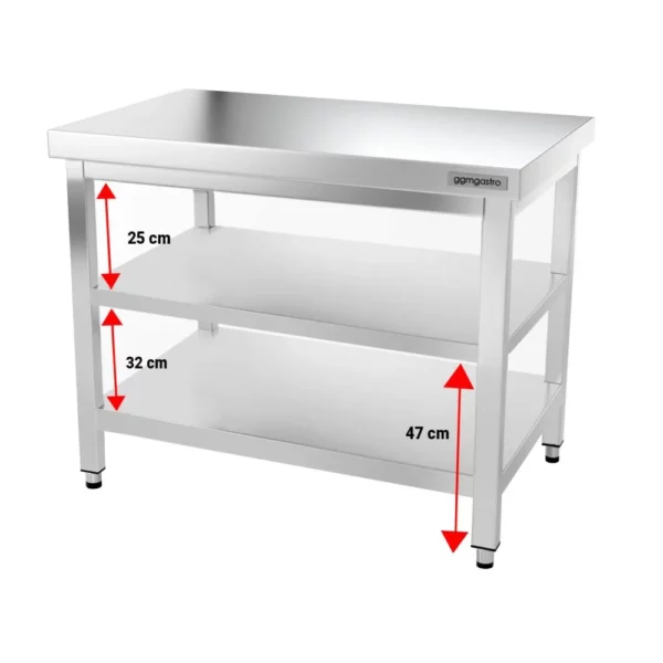 Nerezový pracovný stôl PREMIUM - 1200x700mm - s podnožou a výstuhou - Image 10
