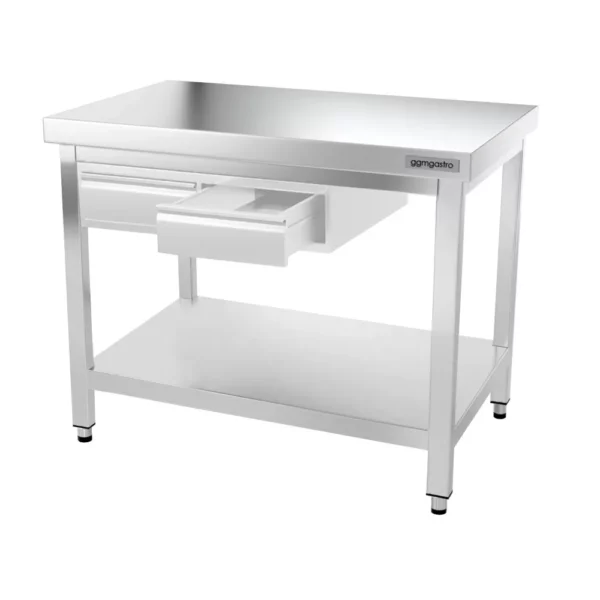 Nerezový pracovný stôl PREMIUM - 1000x700mm - s podnožou a výstuhou - Image 11