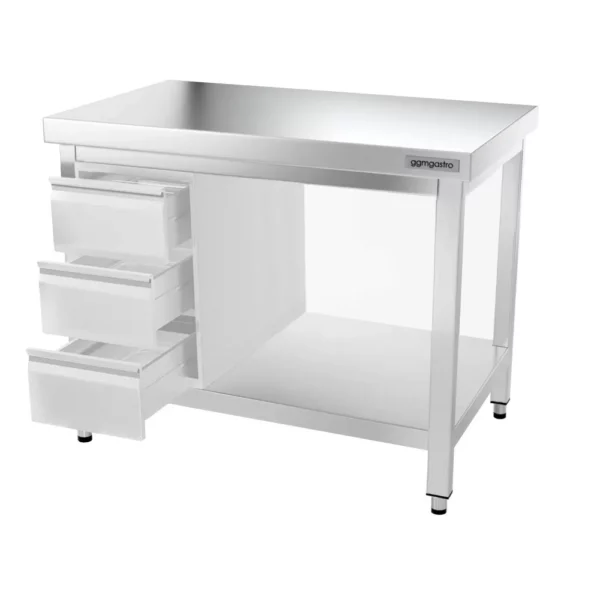 Nerezový pracovný stôl PREMIUM - 1200x700mm - s podnožou a výstuhou - Image 14
