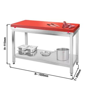 Pracovný stôl PREMIUM z nerezovej ocele - 1000x800mm - s podložkou bez protisklzu vr. rezná doska