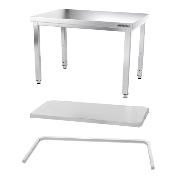 Nerezový pracovný stôl PREMIUM - 1200x600mm - s podnožou a výstuhou - Image 8