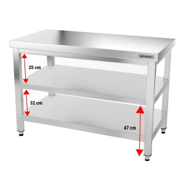 Nerezový pracovný stôl PREMIUM - 1200x600mm - s podnožou a výstuhou - Image 11
