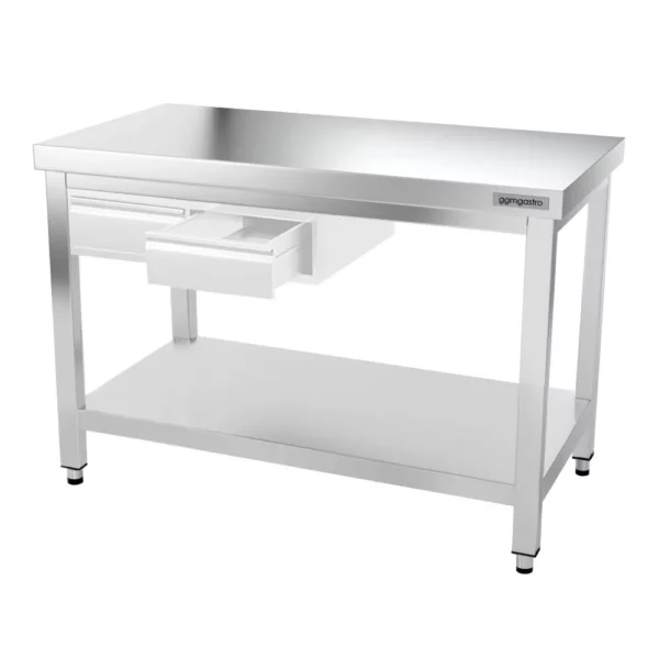 Nerezový pracovný stôl PREMIUM - 1200x600mm - s podnožou a výstuhou - Image 12