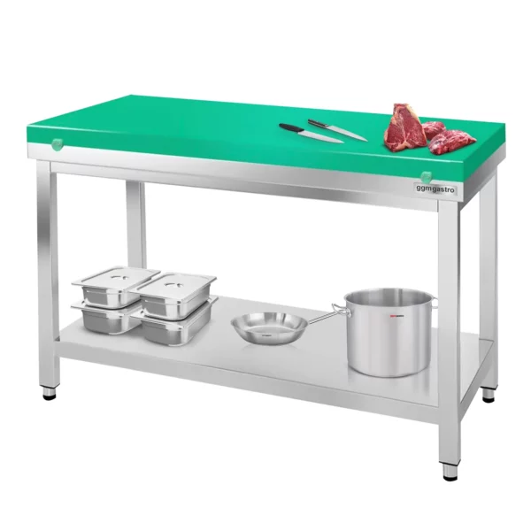 Pracovný stôl PREMIUM nerezová oceľ - 1200x800 mm - spodná doska bez podložky vr. rezná doska - Image 6