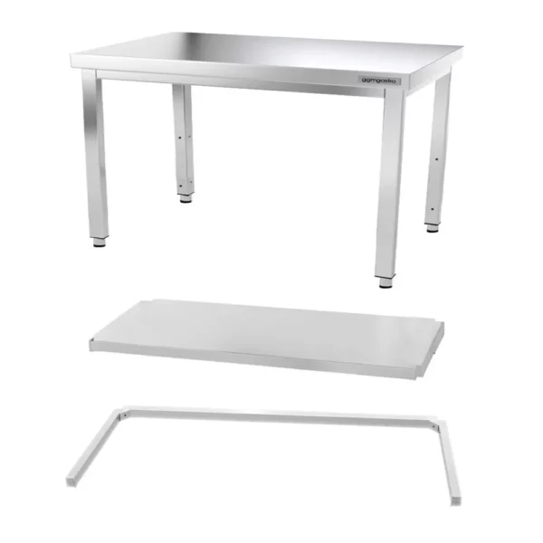 Nerezový pracovný stôl PREMIUM - 1400x700mm - s podnožou a výstuhou - Image 8