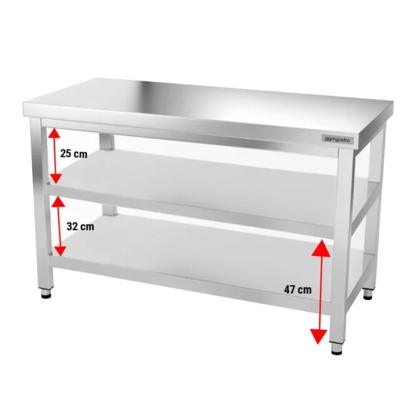 Nerezový pracovný stôl PREMIUM - 1400x700mm - s podnožou a výstuhou - Image 11