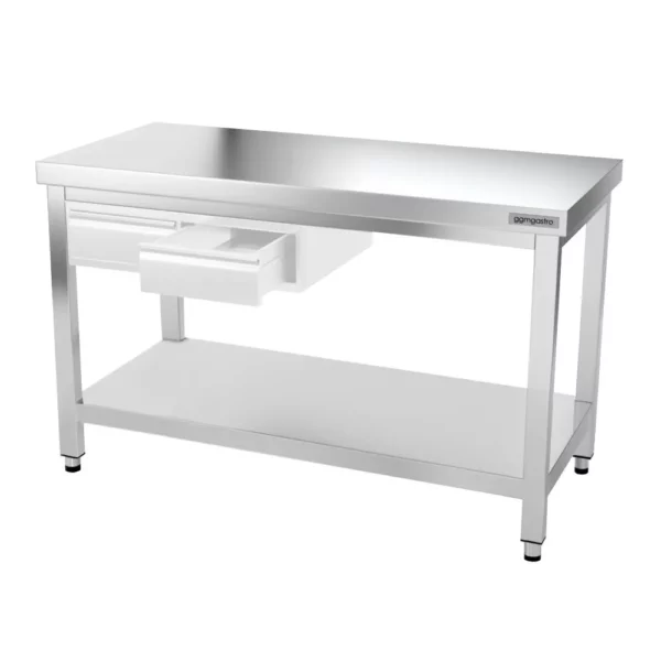 Nerezový pracovný stôl PREMIUM - 1400x700mm - s podnožou a výstuhou - Image 12
