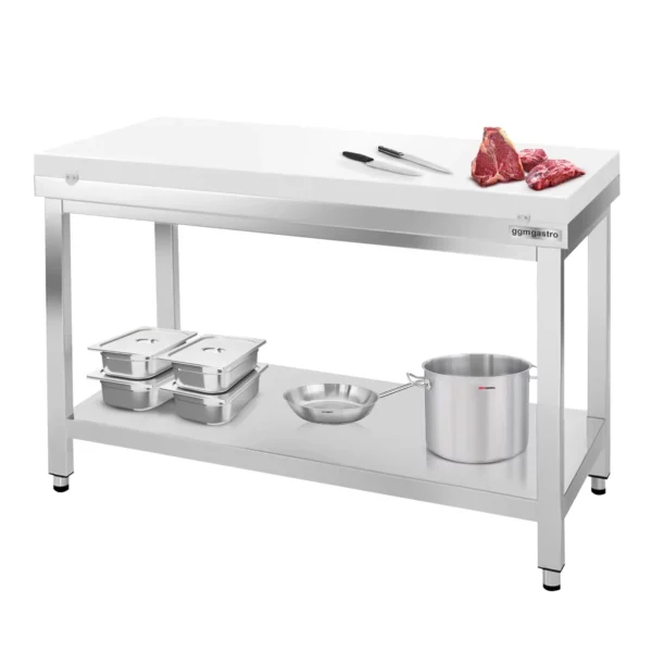 Pracovný stôl PREMIUM z nerezovej ocele - 1400x800mm - s podložkou bez protisklzu vr. rezná doska - Image 6