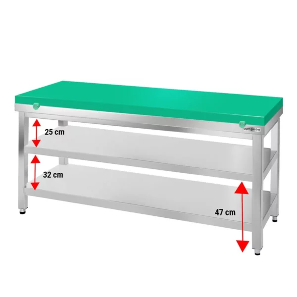 Nerezový pracovný stôl PREMIUM - 1800x800mm - s podložkou bez zadného lemu vr. rezná doska - Image 4