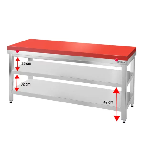 Pracovný stôl PREMIUM z nerezovej ocele - 1600x800mm - s podložkou bez protisklzu vr. rezná doska - Image 5