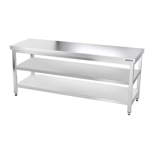 Nerezový pracovný stôl PREMIUM - 1800x600mm - so základnou policou a medzipoličkou - Image 3