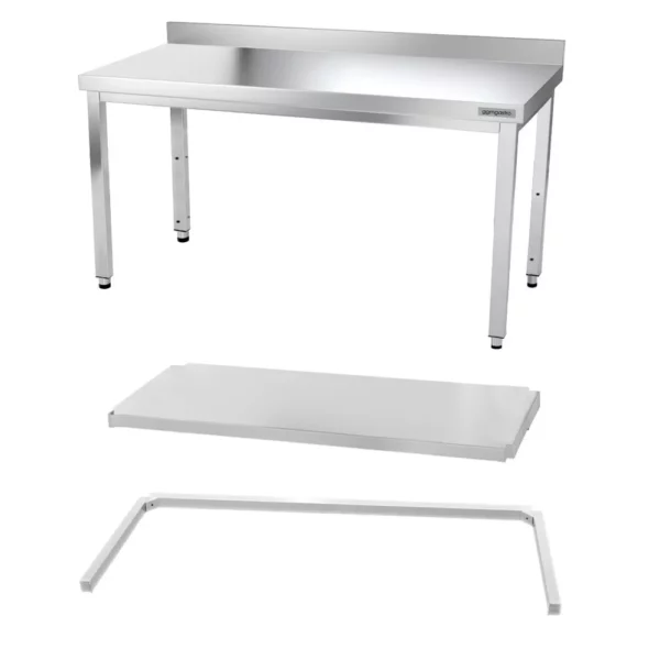 Nerezový pracovný stôl PREMIUM - 1500x700mm - s podnožou, podperou a výstuhou - Image 7