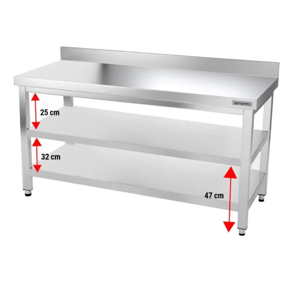 Nerezový pracovný stôl PREMIUM - 1500x700mm - s podnožou, podperou a výstuhou - Image 10
