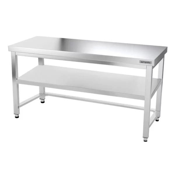 Nerezový pracovný stôl PREMIUM - 1600x600mm - s podnožou a výstuhou - Image 7