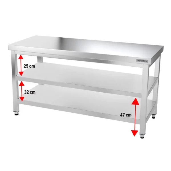 Nerezový pracovný stôl PREMIUM - 1600x600mm - s podnožou a výstuhou - Image 11