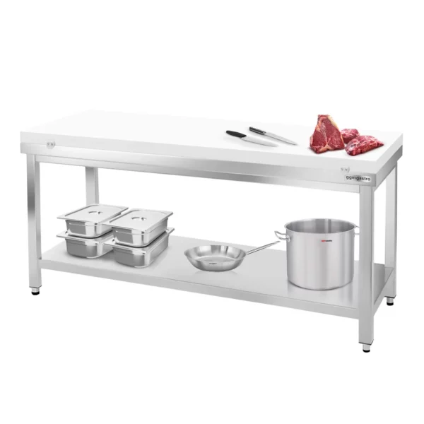 Pracovný stôl PREMIUM z nerezovej ocele - 1600x800mm - s podložkou bez protisklzu vr. rezná doska - Image 6