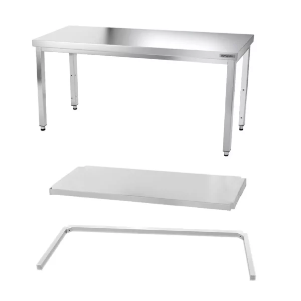 Nerezový pracovný stôl PREMIUM - 1800x600mm - s podnožou a výstuhou - Image 9