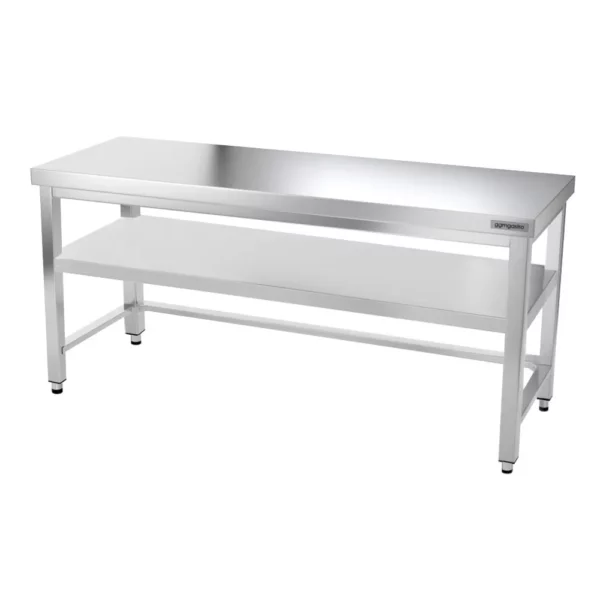 Nerezový pracovný stôl PREMIUM - 1800x600mm - s podnožou a výstuhou - Image 10