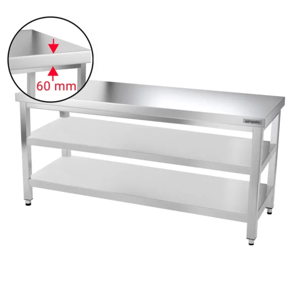 Nerezový pracovný stôl PREMIUM - 1800x700mm - so základnou policou a medzipoličkou - Image 5