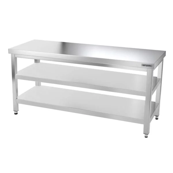 Nerezový pracovný stôl PREMIUM - 1800x700mm - so základnou policou a medzipoličkou - Image 3