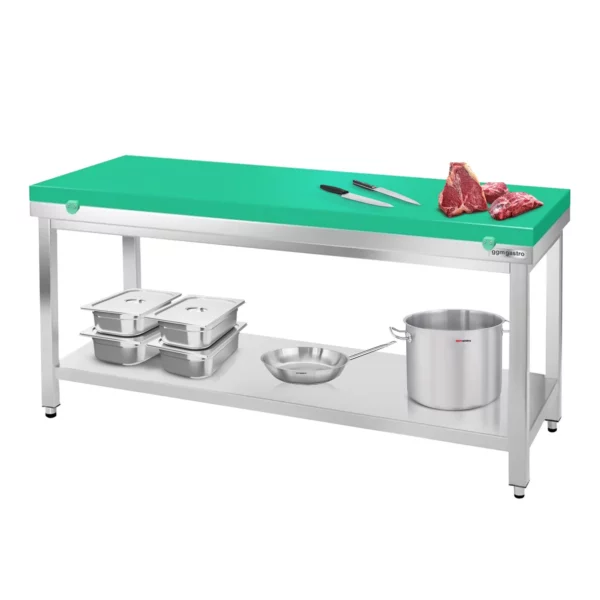 Nerezový pracovný stôl PREMIUM - 1800x800mm - s podložkou bez zadného lemu vr. rezná doska - Image 6