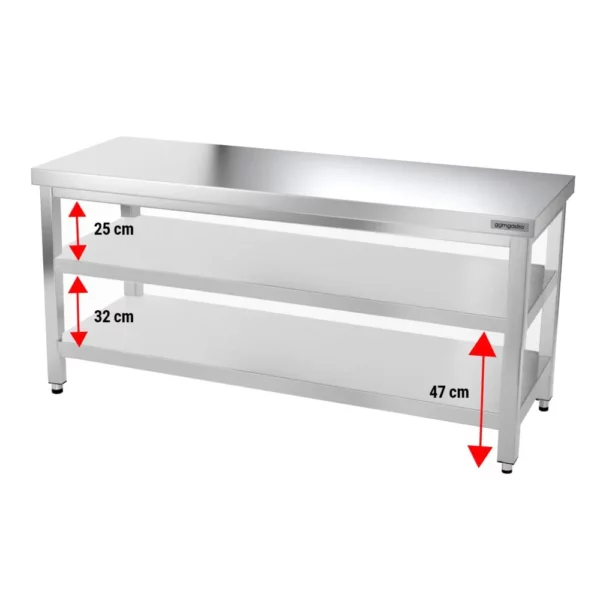 Nerezový pracovný stôl PREMIUM - 1800x600mm - s podnožou a výstuhou - Image 11