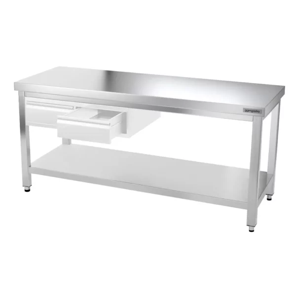 Nerezový pracovný stôl PREMIUM - 1800x600mm - s podnožou a výstuhou - Image 12