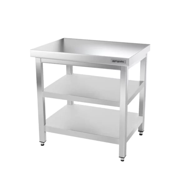 Nerezový pracovný stôl PREMIUM - 600x700mm - so základnou policou a medzipoličkou - Image 4