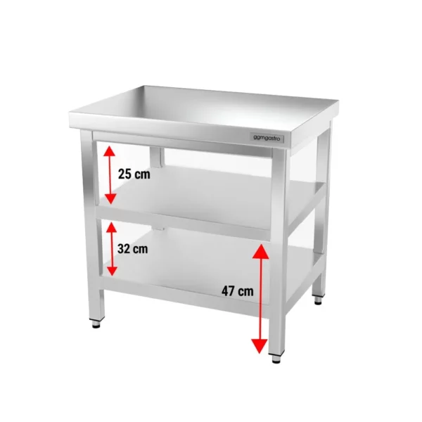 Nerezový pracovný stôl PREMIUM - 1000x600mm - s podnožou a výstuhou - Image 8