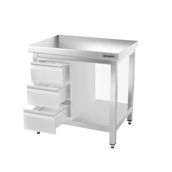 Nerezový pracovný stôl PREMIUM - 1000x600mm - s podnožou a výstuhou - Image 12