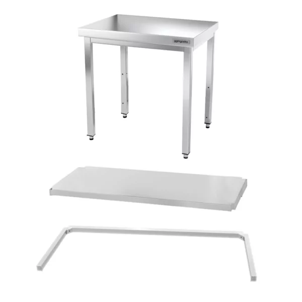 Nerezový pracovný stôl PREMIUM - 1000x600mm - s podnožou a výstuhou - Image 14