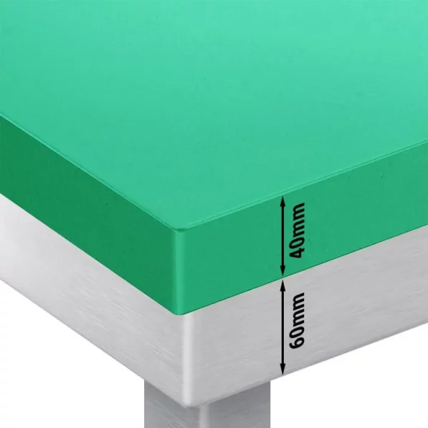Nerezový pracovný stôl PREMIUM - 1800x800mm - s podložkou bez zadného lemu vr. rezná doska - Image 3